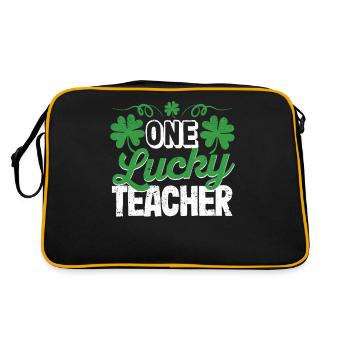 Eine glückliche Lehrerin St. Patrick's Day Shamroc - Retro Tasche - Schwarz/Gold - Hinten