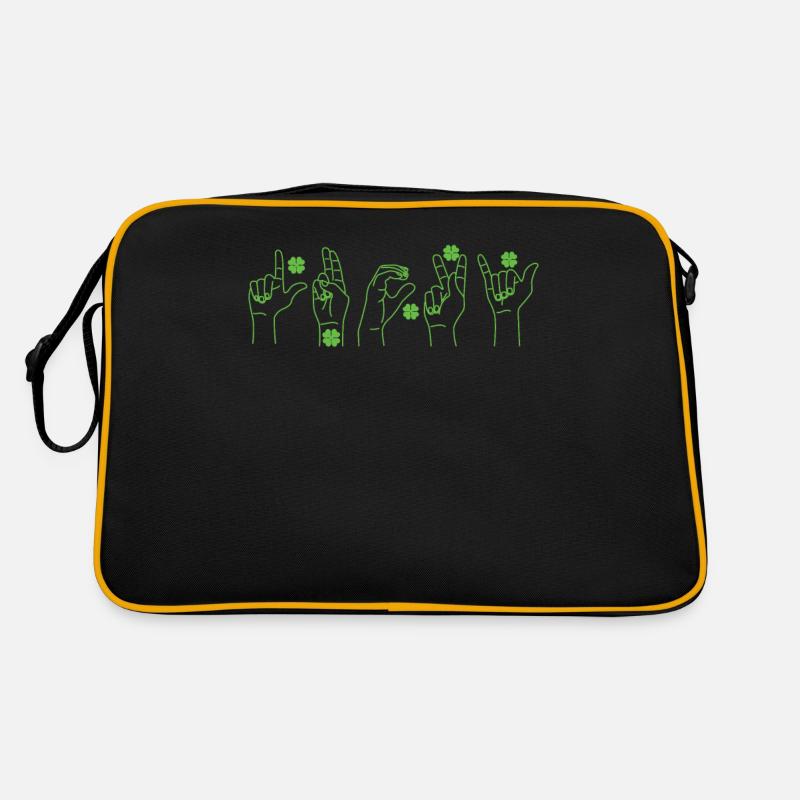 Lucky Sign Language Deaf St Patricks Day Irish - Retro Tasche - Schwarz/Gold