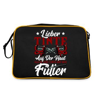 Lieber Tinte Auf Der Haut Als Zu Viel Tinte Auf - Retro Tasche - Schwarz/Gold - Hinten