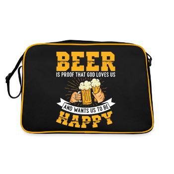 La bière est la preuve que Dieu nous aime | - Sac Retro - noir/or - Dos