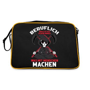 Beruflich Wollte Ich Schon Immer Was Mit Menschen - Retro Tasche - Schwarz/Gold - Hinten