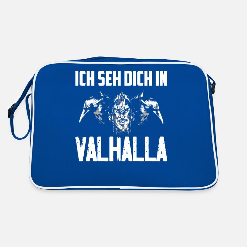 Ich seh dich in Valhalla Wikinger Krieger Retro Tasche