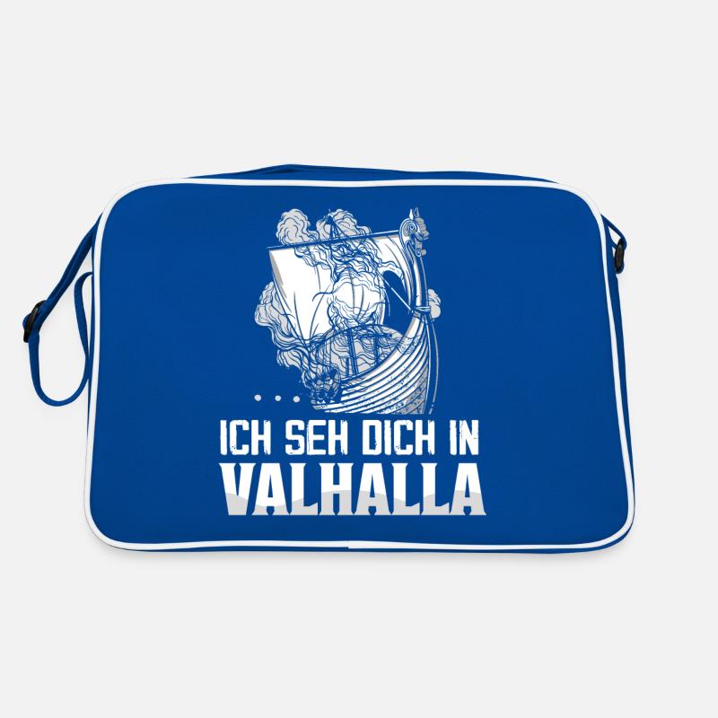 Ich seh dich in Valhalla Krieger Wikinger Retro Tasche