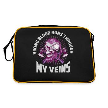 Viking Blood Runs Through My Veins Norse Odin - Retro Tasche - Schwarz/Gold - Hinten