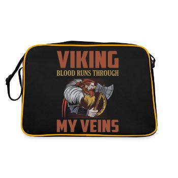 Viking Blood Runs Through My Veins Odin Norse - Retro Tasche - Schwarz/Gold - Hinten