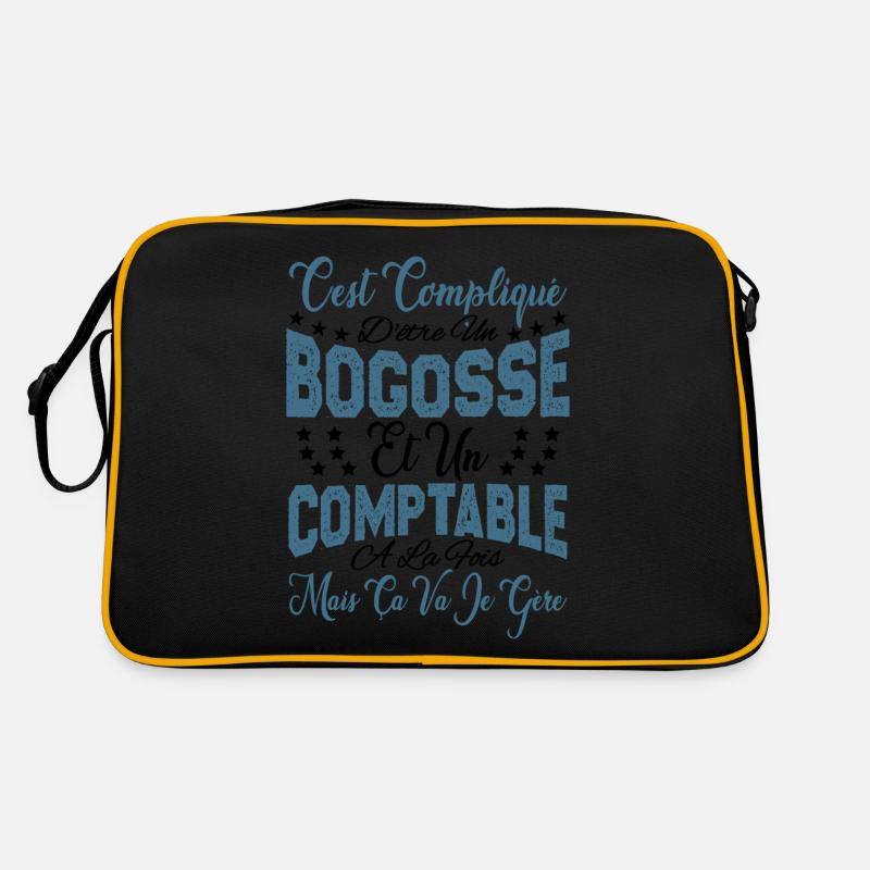 c'est compliqué d'être un Bogosse et un Comptable. - Sac Retro - noir/or