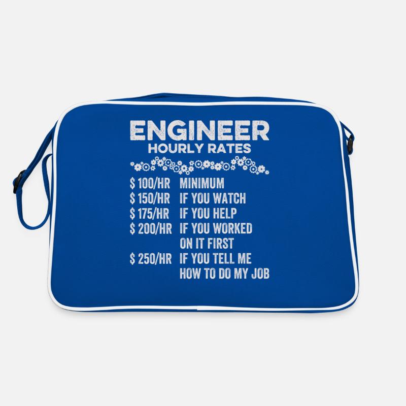 Engineer Hourly Rate Humor Engineering Mechanical Retro Bag