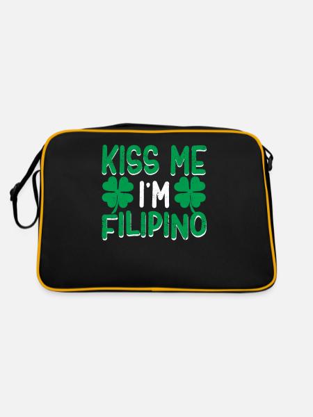 Irischer St. Patricks Day Philippinen Küss mich - Retro Tasche - Schwarz/Gold - Hinten