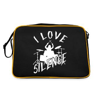 I Love Silence - Drummer Girls Gift Idea - Retro Tasche - Schwarz/Gold - Hinten