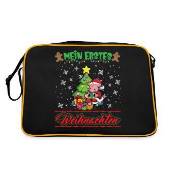 Mein Erstes Weihnachten Baby 1 Jahr Heilig Abend - Retro Tasche - Schwarz/Gold - Hinten