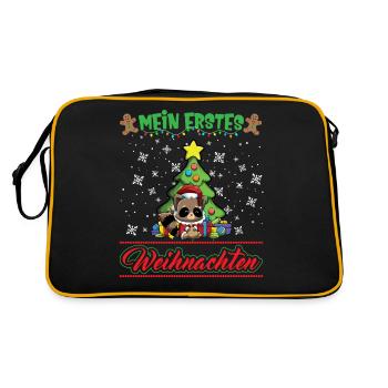Mein Erstes Weihnachten Baby 1 Jahr Heilig Abend - Retro Tasche - Schwarz/Gold - Hinten