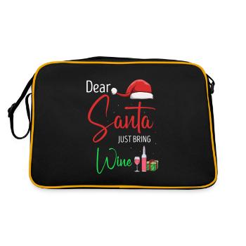 Dear Santa Just Bring Wine Funny Christmas Couples - Retro Bag - black/gold - Back