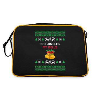 She Jingles My Bells Funny Christmas Couples - Retro Bag - black/gold - Back