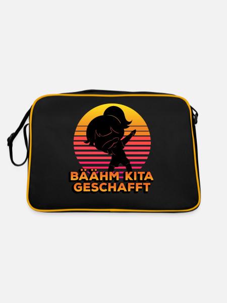 Bäähm Kita Geschafft Silhouette Dabbing Student - Retro Tasche - Schwarz/Gold