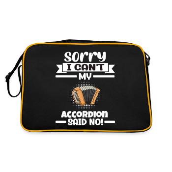 Sorry I Can't My Accordion Said No - Retro Tasche - Schwarz/Gold - Hinten