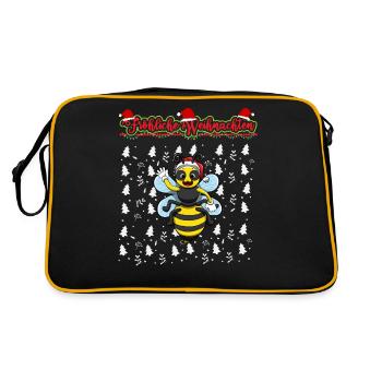Fröhliche Weihnachten X-Mas Santa Heilig Abend - Retro Tasche - Schwarz/Gold - Hinten