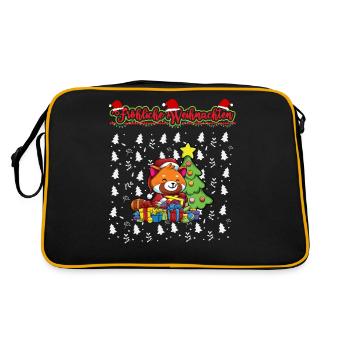 Fröhliche Weihnachten X-Mas Santa Heilig Abend - Retro Tasche - Schwarz/Gold - Hinten
