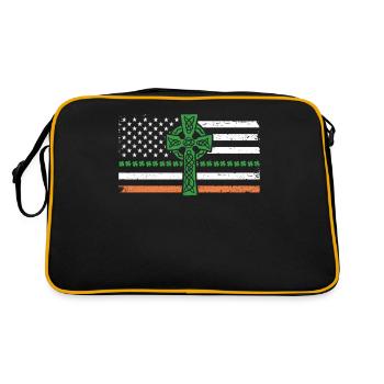 Irish American flag Ireland Clover ST - Retro Bag - black/gold - Back