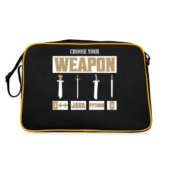 Choose Your Weapon C++, Java, Python, C Programmer - Retro Tasche - Schwarz/Gold - Hinten