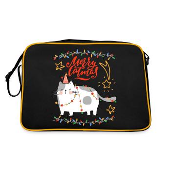 Merrry-Catmas, Pun, Christmas with funny cat - Retro Bag - black/gold - Back