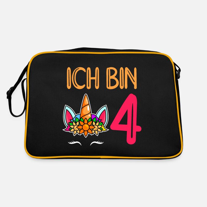 4. Geburtstag Mädchen 4 Jahre - Retro Tasche - Schwarz/Gold