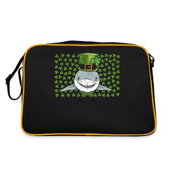 Irish Leprechaun Shark Clover St. Patrick's Day - Retro Bag - black/gold - Back