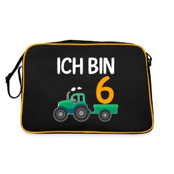 6. Geburtstag Junge 6 Jahre - Retro Tasche - Schwarz/Gold - Hinten