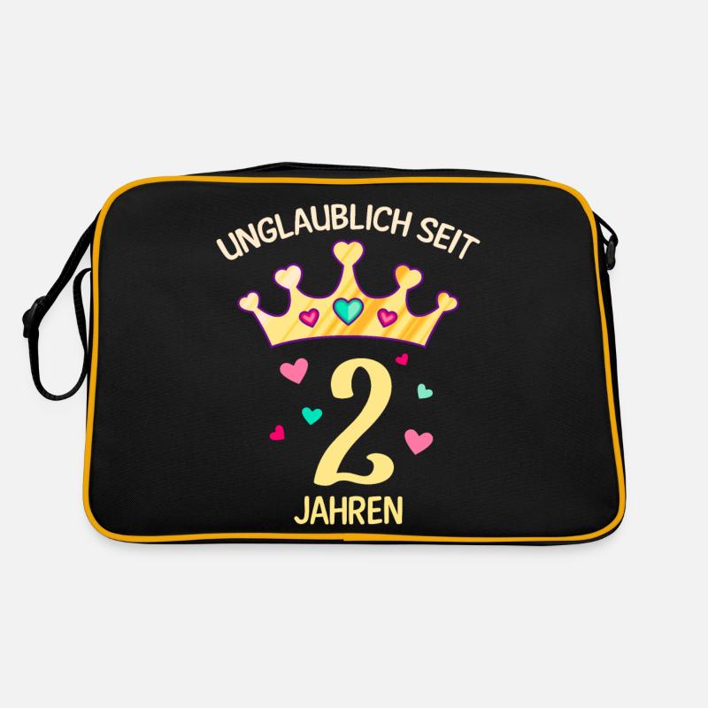 2. Geburtstag Mädchen 2 Jahre Mädchen - Retro Tasche - Schwarz/Gold