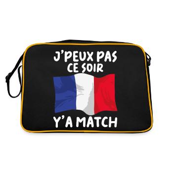 J'peux Pas Match Cadeau Drapeau France Supporter - Sac Retro - noir/or - Dos