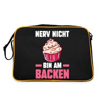 Nerv Nicht Bin Am Backen - Retro Tasche - Schwarz/Gold - Hinten