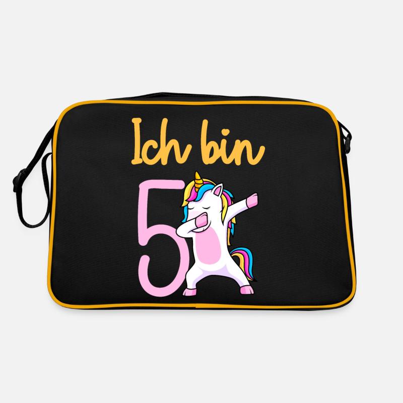 5. Geburtstag Mädchen 5 Jahre - Retro Tasche - Schwarz/Gold