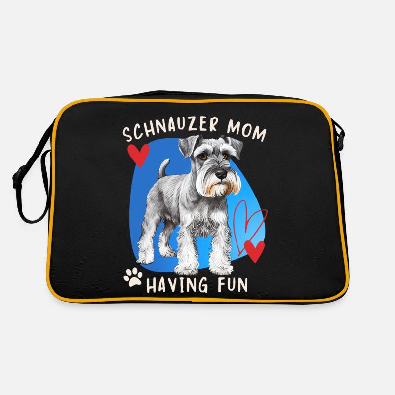 Schnauzer, Schnauzer-Terrier, Schnauzer-Mom Spruch - Retro Tasche - Schwarz/Gold