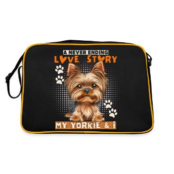 Yorkshire Terrier, Love-Yorkie, Yorkie Dicton - Sac Retro - noir/or - Dos