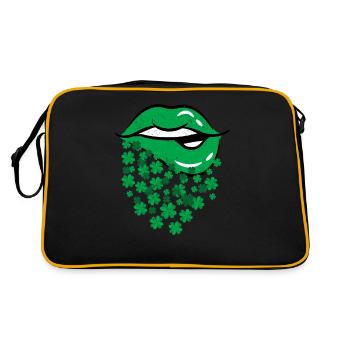 Lips Sexy Green Cool Irish Clover St Patricks - Retro Bag - black/gold - Back