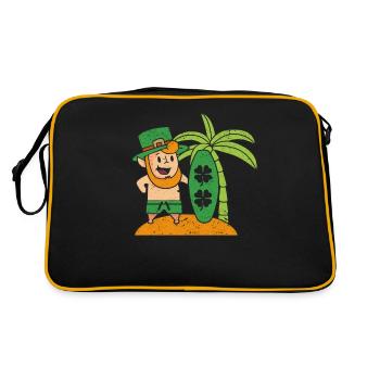 Leprechaun Hawaii Surfen St. Patricks Day Hawaii - Retro Tasche - Schwarz/Gold - Hinten