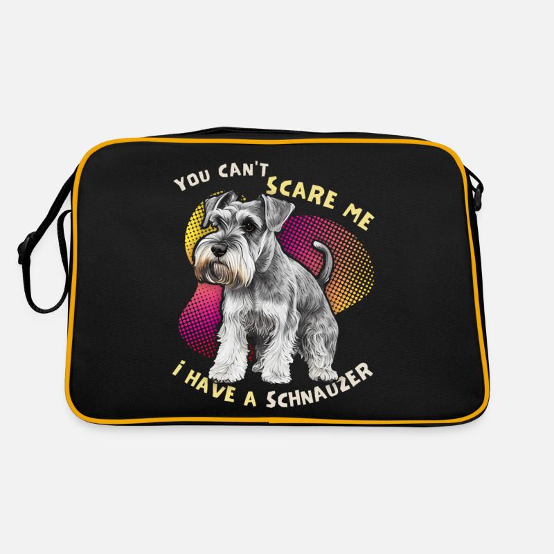 Schnauzer, Schnauzer-Terrier, lustiger Spruch - Retro Tasche - Schwarz/Gold