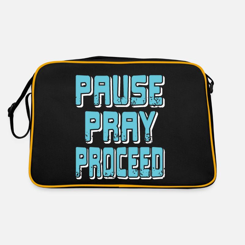Pause Pray Proceed Retro Sober Designs Retro Tasche