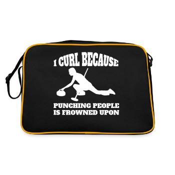 Curling Curl Curler Stone Curling Stone Cadeau - Sac Retro - noir/or - Dos