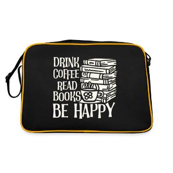 Boire du café, lire des livres, être heureux - Sac Retro - noir/or - Dos