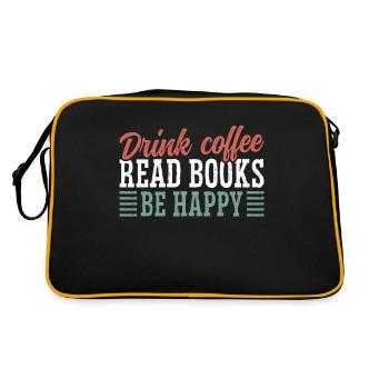 Boire du café, lire des livres, être heureux - Sac Retro - noir/or - Dos