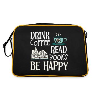 Boire du café, lire des livres, être heureux - Sac Retro - noir/or - Dos