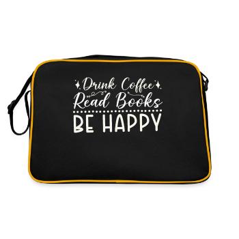 Boire du café, lire des livres, être heureux - Sac Retro - noir/or - Dos