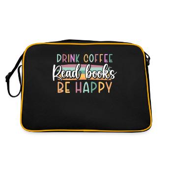 Boire du café, lire des livres, être heureux - Sac Retro - noir/or - Dos