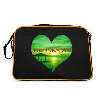 Indonesian Heart Design - Green - Retro Bag - black/gold - Back