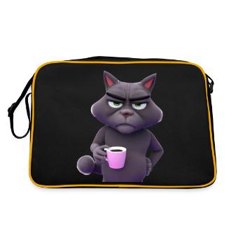 Cat in a bad mood morning grouch - Retro Bag - black/gold - Back