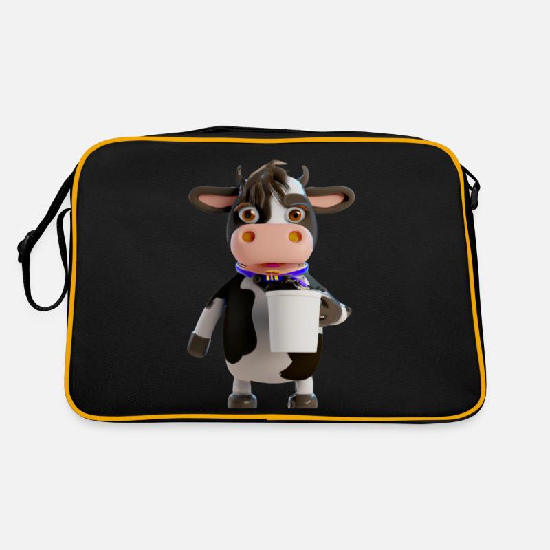 Bonjour vache de café - Sac Retro - noir/or