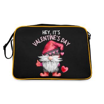 Saint-Valentin, Gnome, Amour-Amour Gnome Nain, Cœurs - Sac Retro - noir/or - Dos