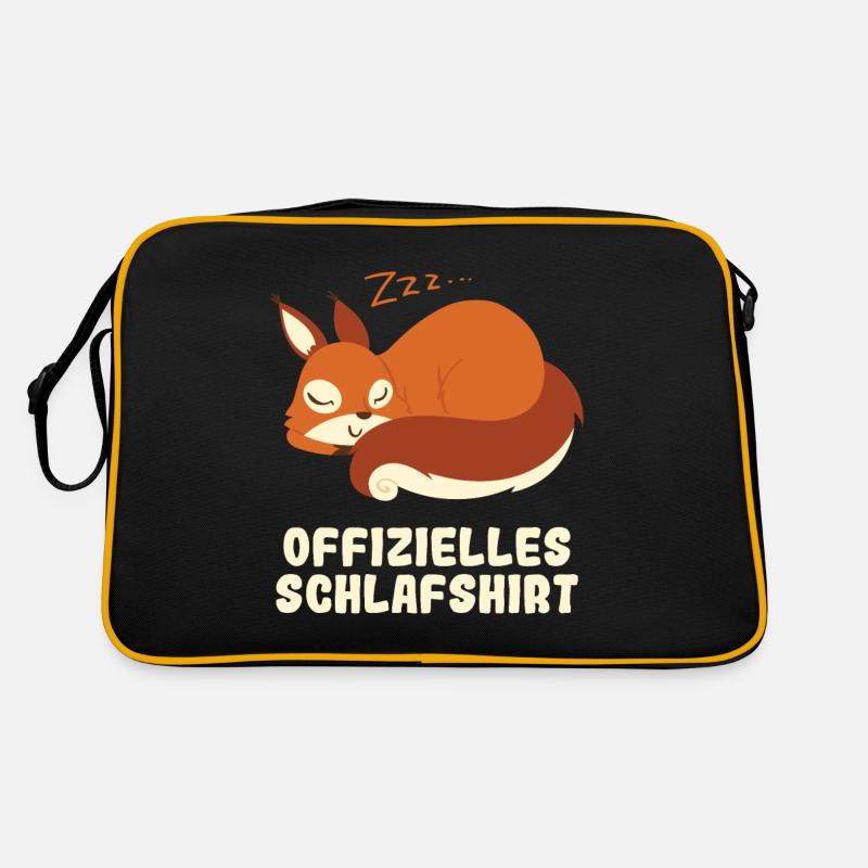 Eichhörnchen Sleep Lustige Geschenke - Retro Tasche - Schwarz/Gold
