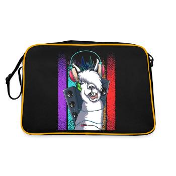 Lama - Retro Tasche - Schwarz/Gold - Hinten