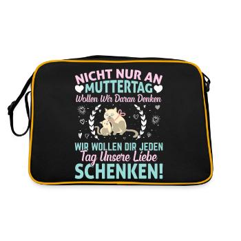 Muttertag - Retro Tasche - Schwarz/Gold - Hinten